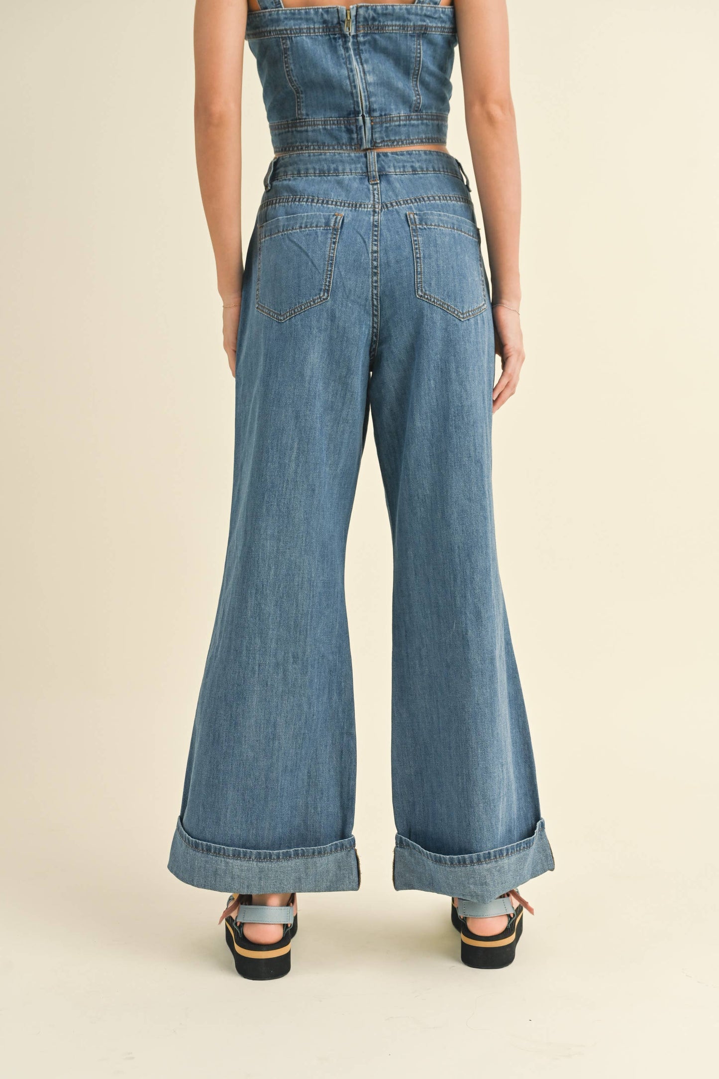 Caty Cuffed Bottom with Front Pocket Denim Pants