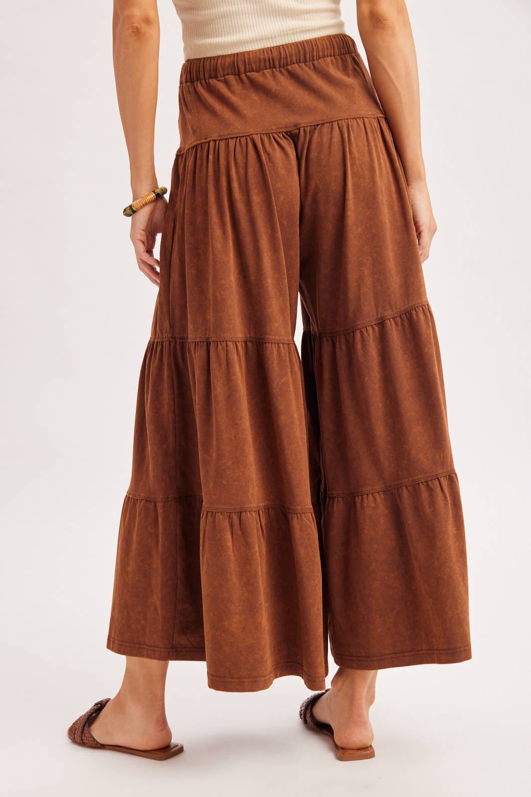 BOHO TIERED DRAWSTRING WIDE LEG PANTS