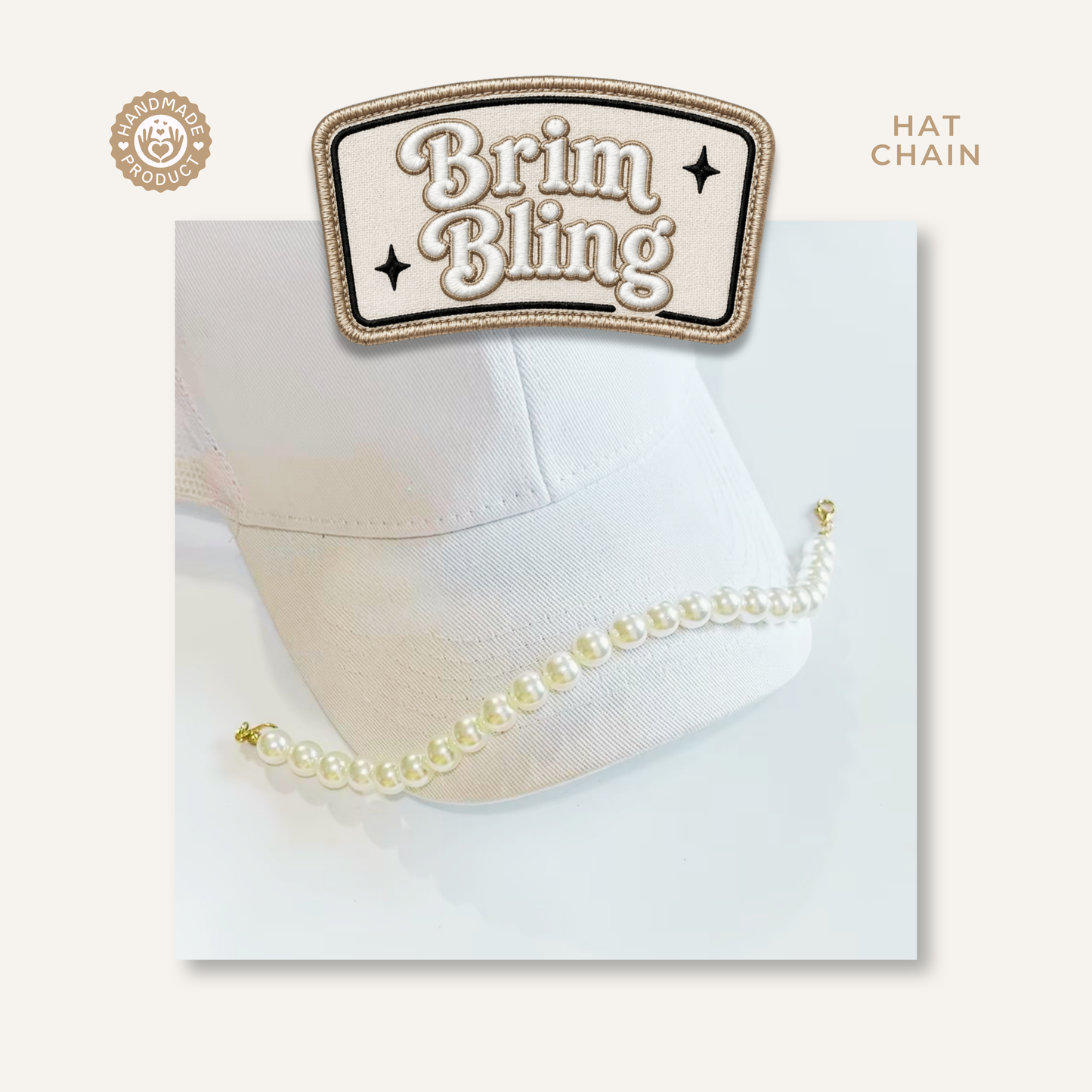 Jumbo White Pearl - 11 Inch Hat Chain