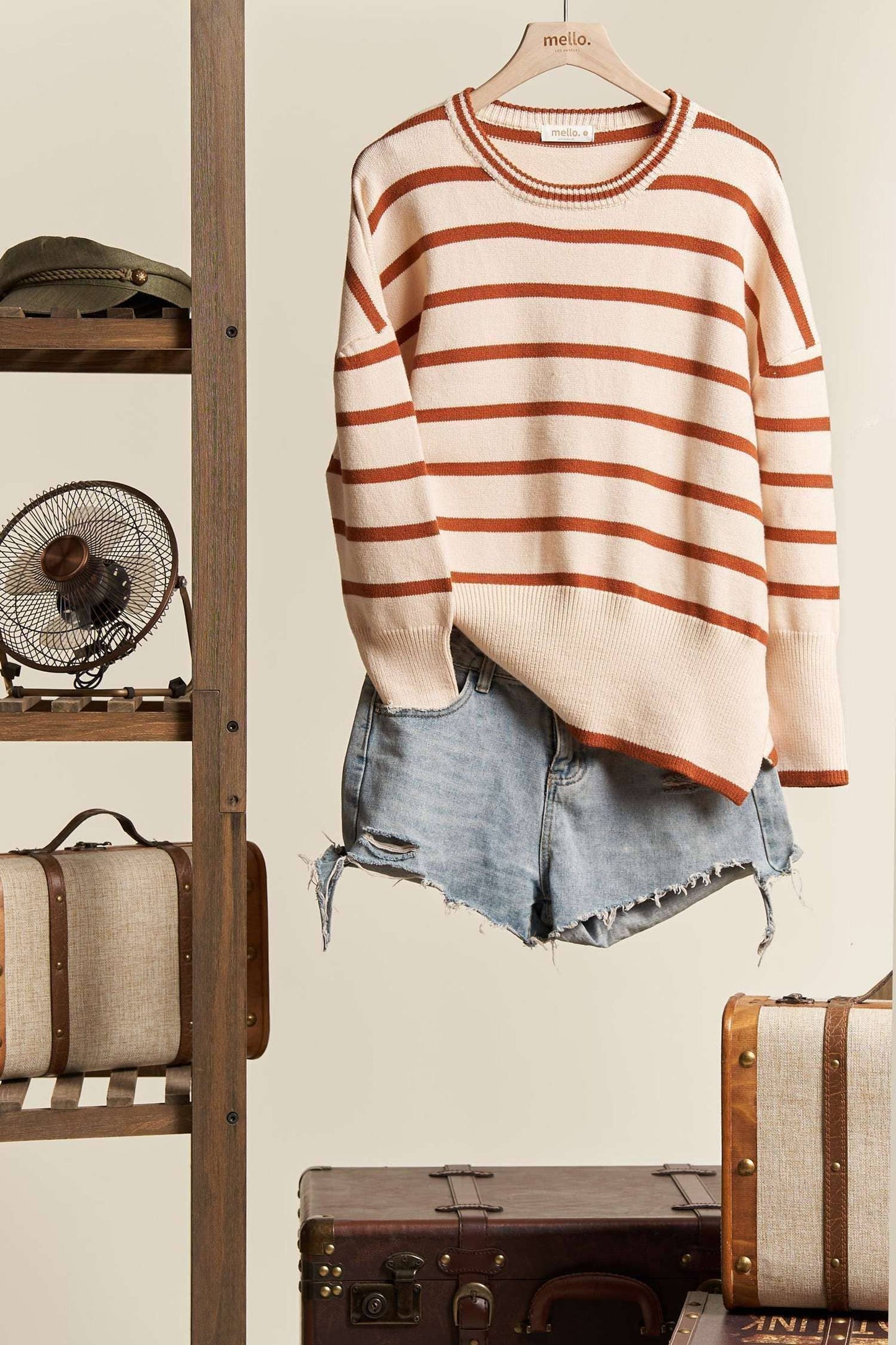 Charleen Round Neck Striped Knit Sweater Top