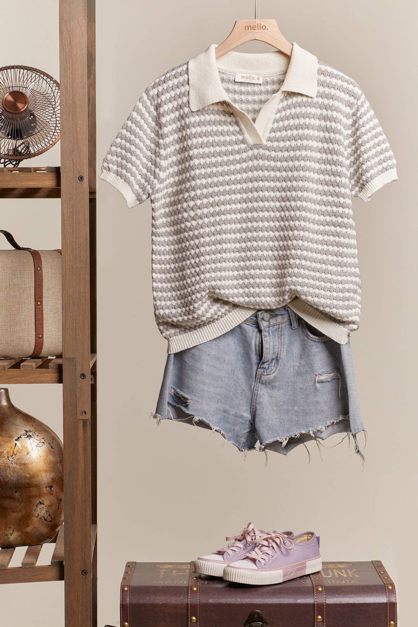 Shelley Striped Short Sleeve Knit Top