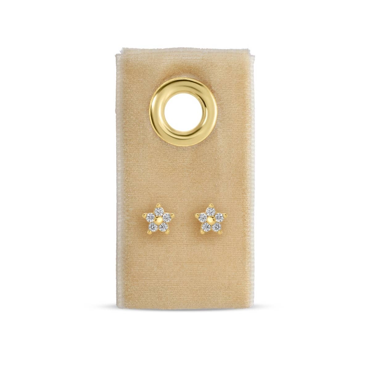 Delicate Flower Studs on Velvet Tag