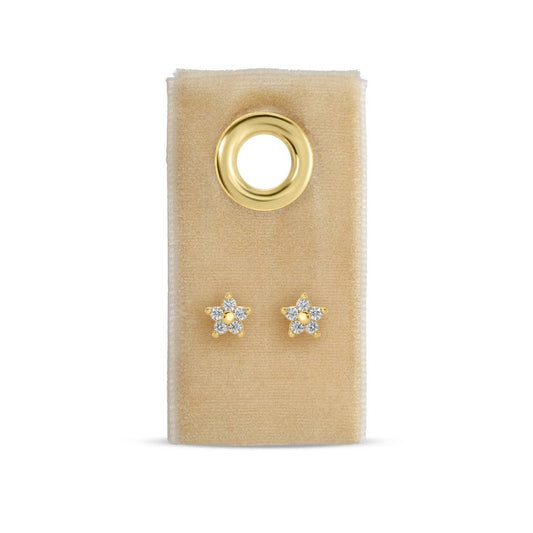 Delicate Flower Studs on Velvet Tag