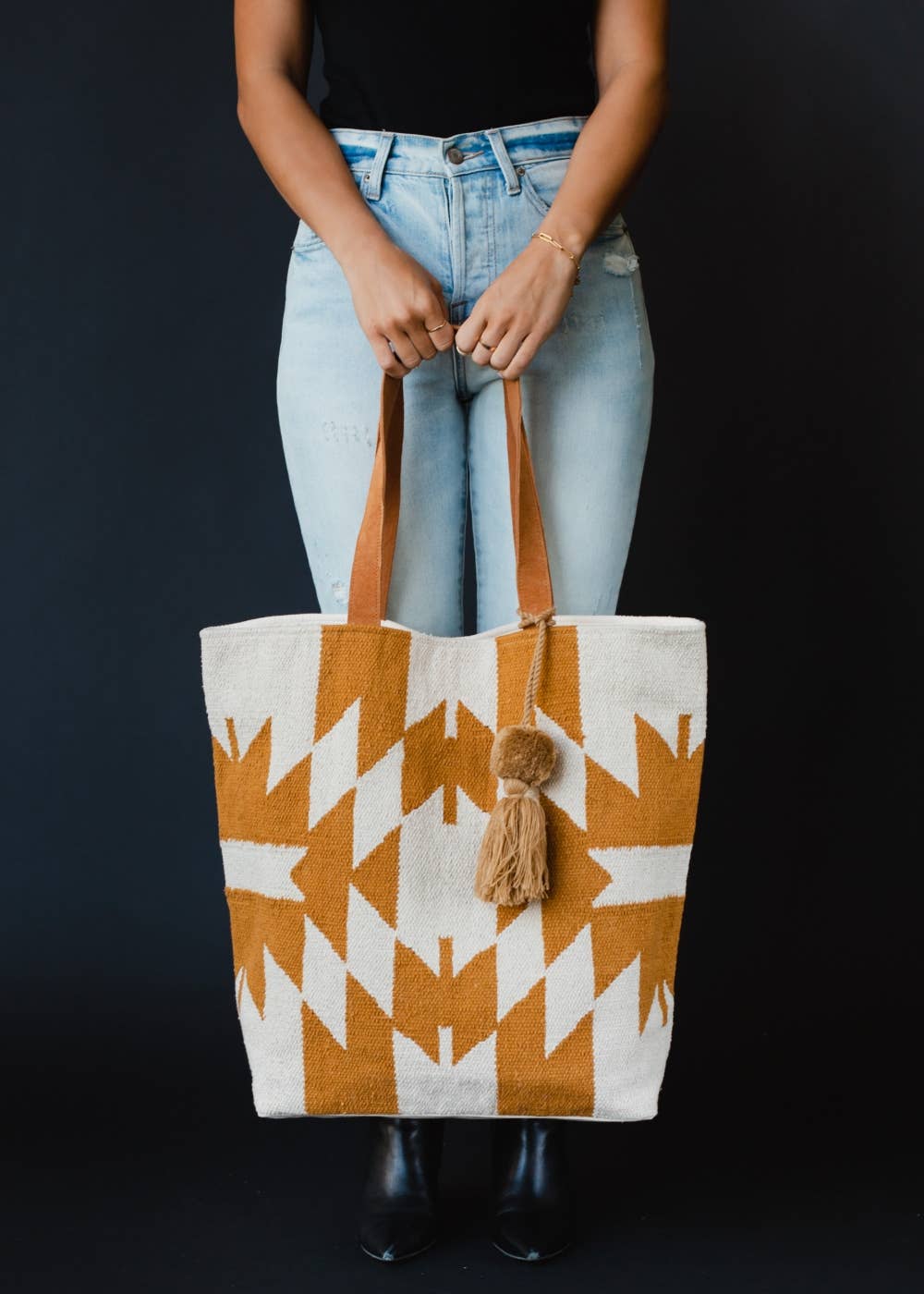 Cream & Camel Aztec Tote