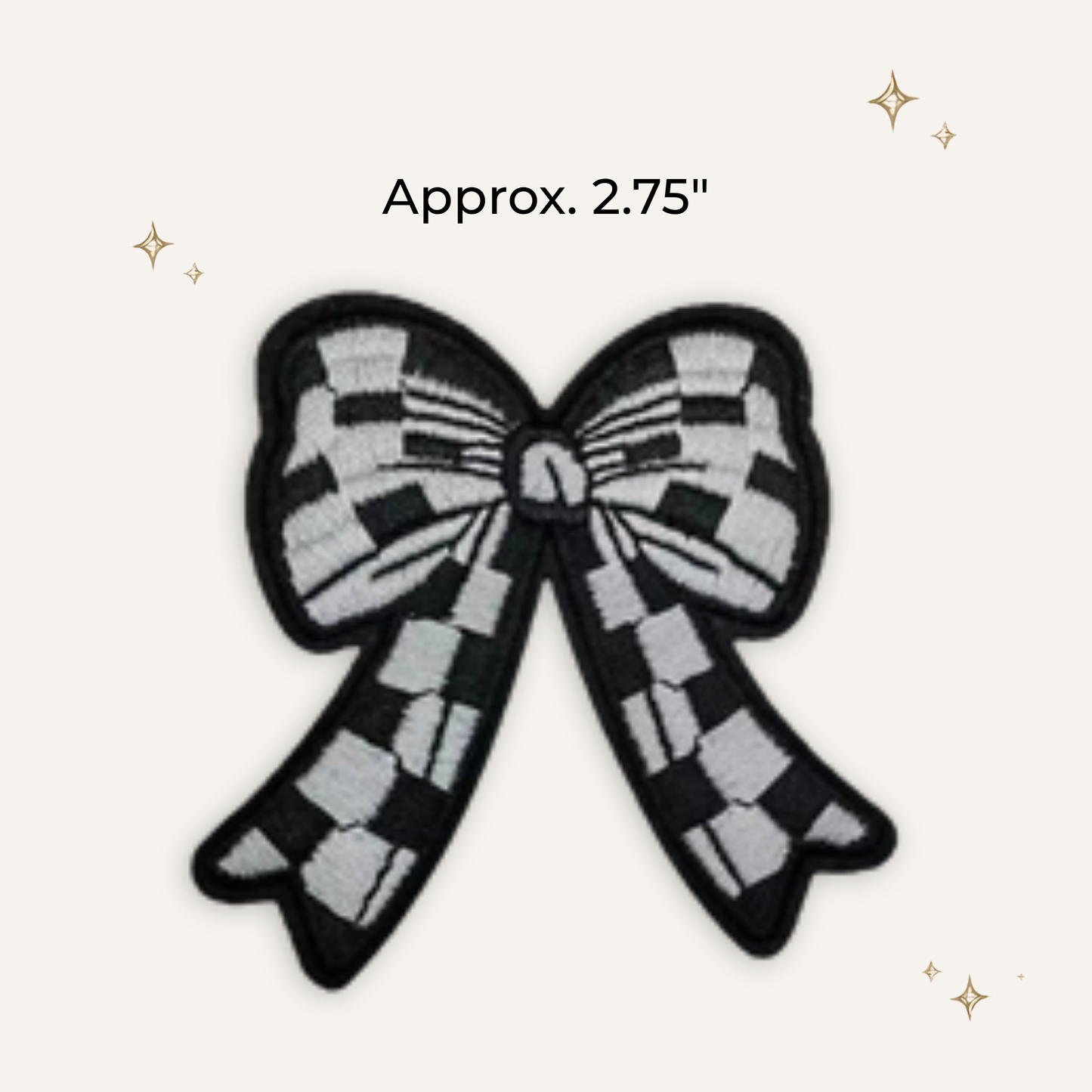 Checkered Bow Embroidered Patch - RTS