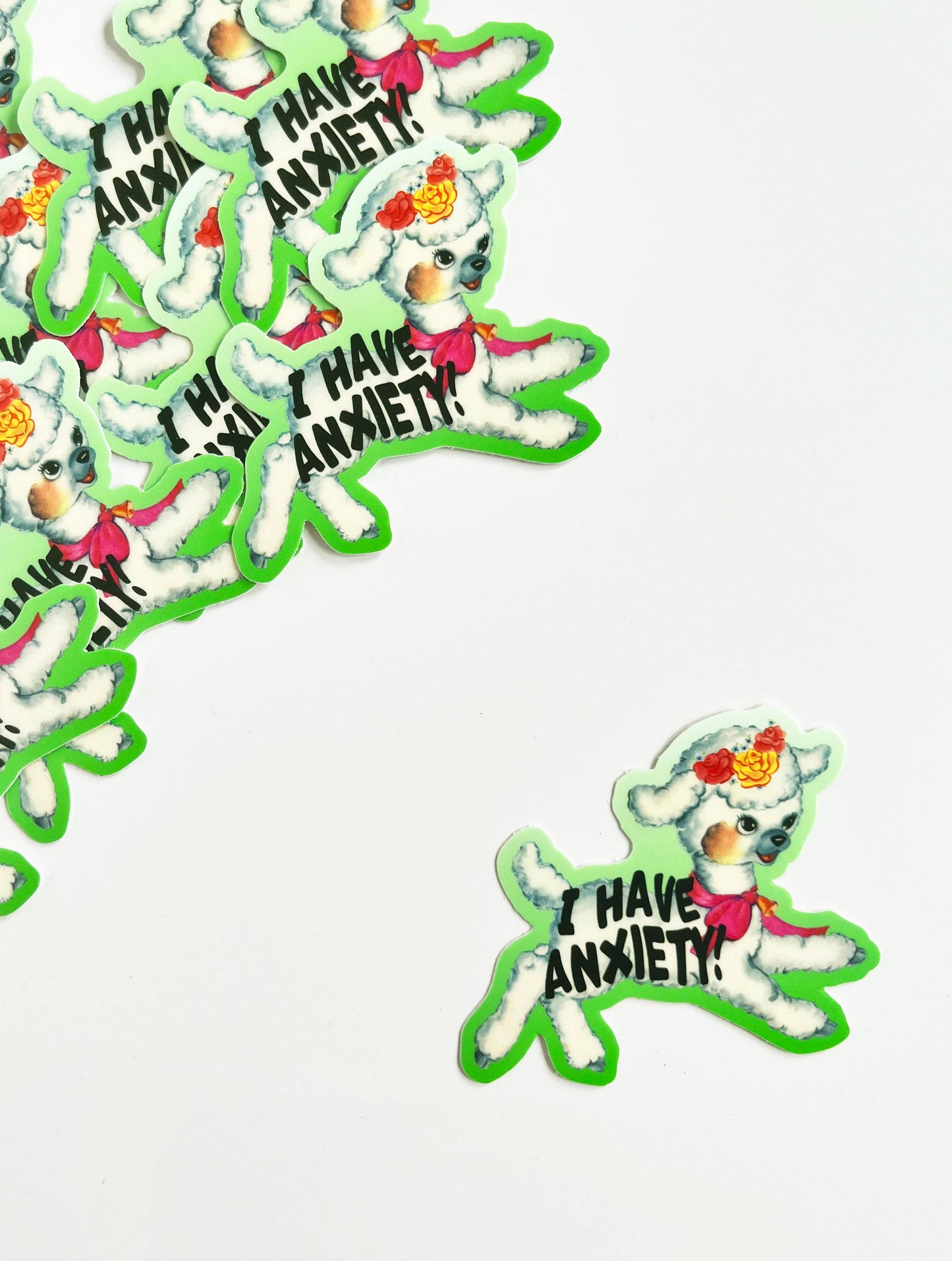 I Have Anxiety Cute Lamb Sticker - Funny Retro Style Sticker