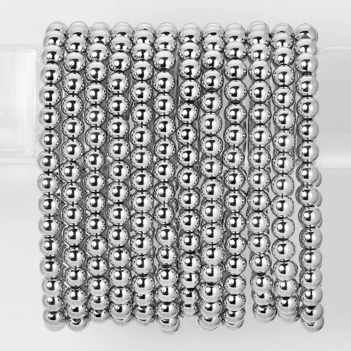 Classic Beaded Stretch Bracelets: Gold / 4mm
