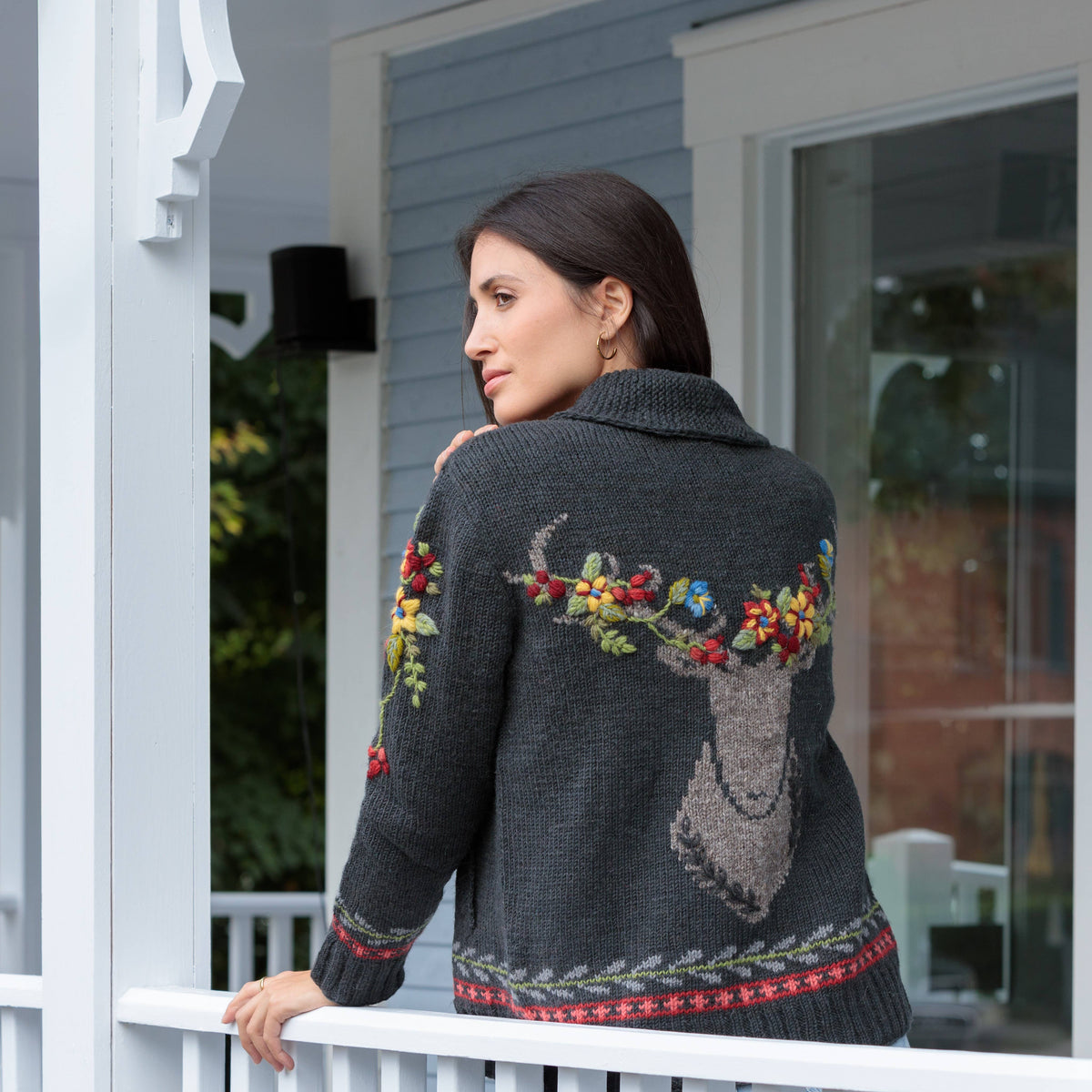 Hartley Sweater with Floral Antler