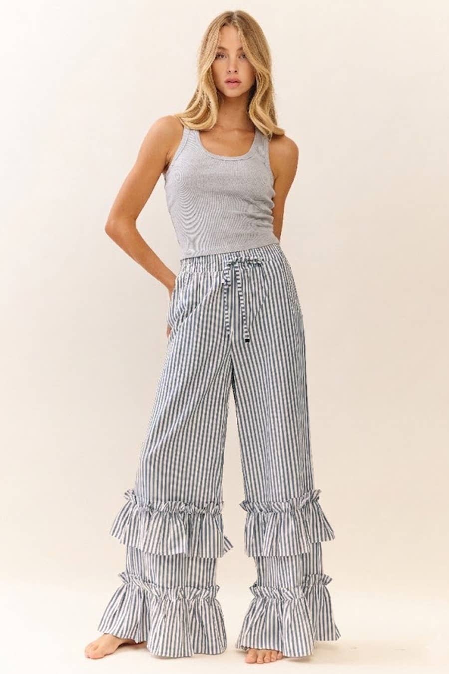 Striped Pull-on Maxi Pants