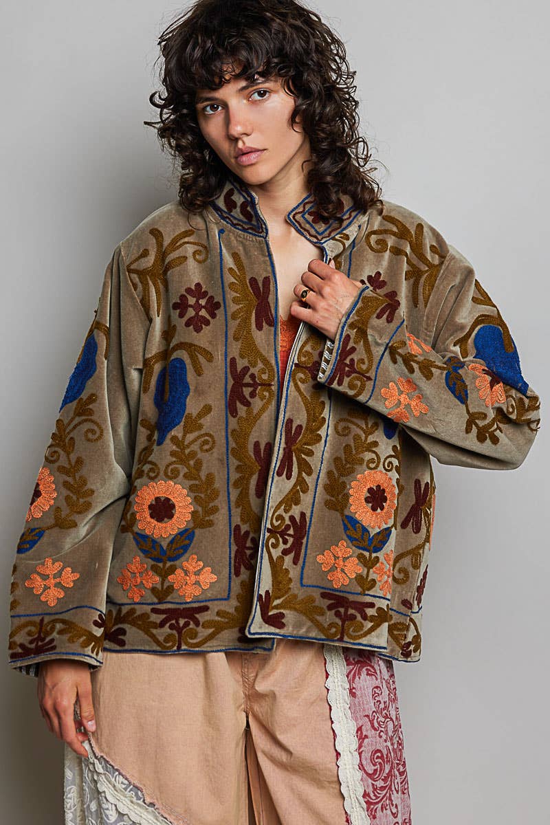 Embroidered Velvet Jacket