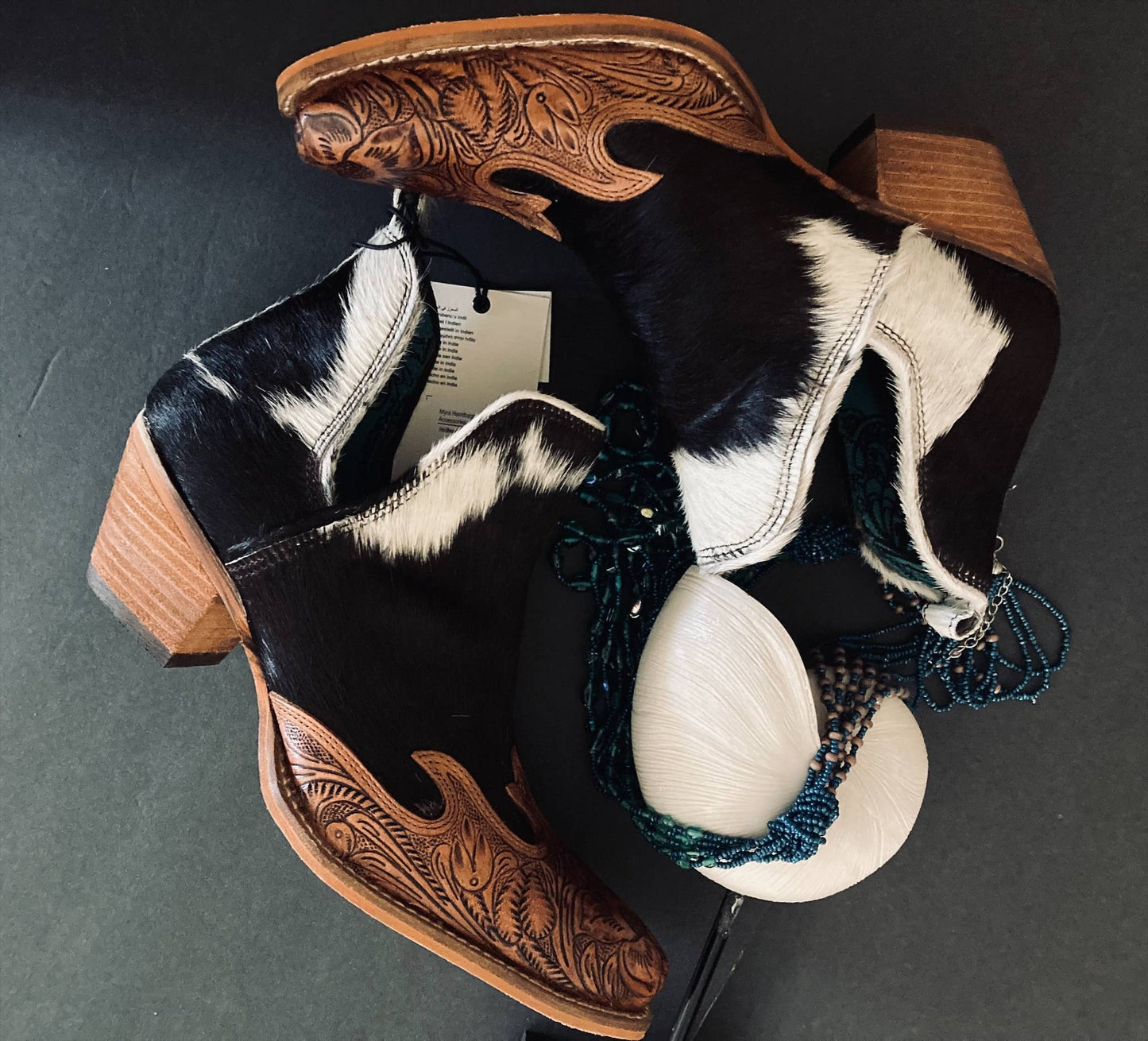 Frisco Blossom Hair-on Hide & Hand-tooled Boots