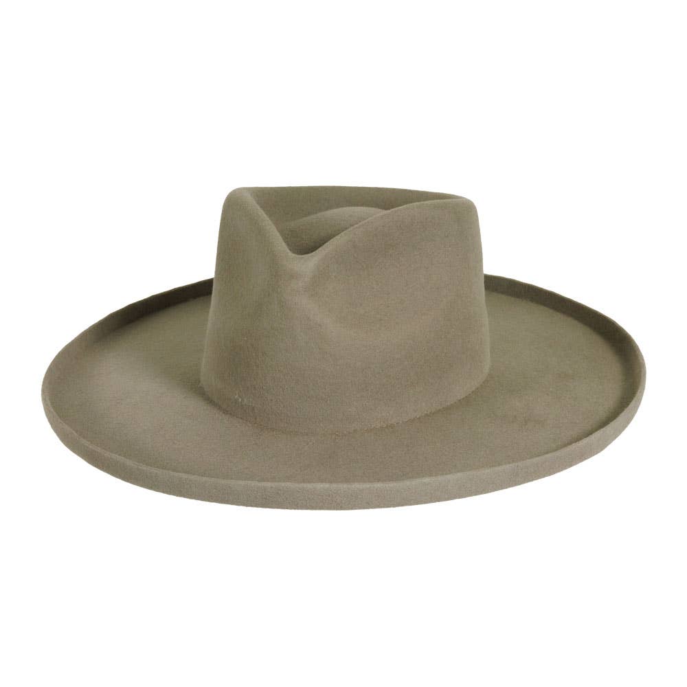 Wool Felt Teardrop Fedora Curled Brim Hat - Style Rustler
