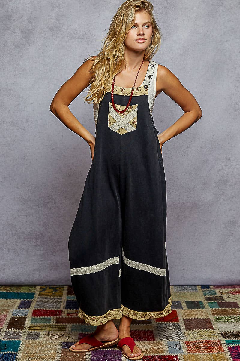 Tomato French terry knit overalls
