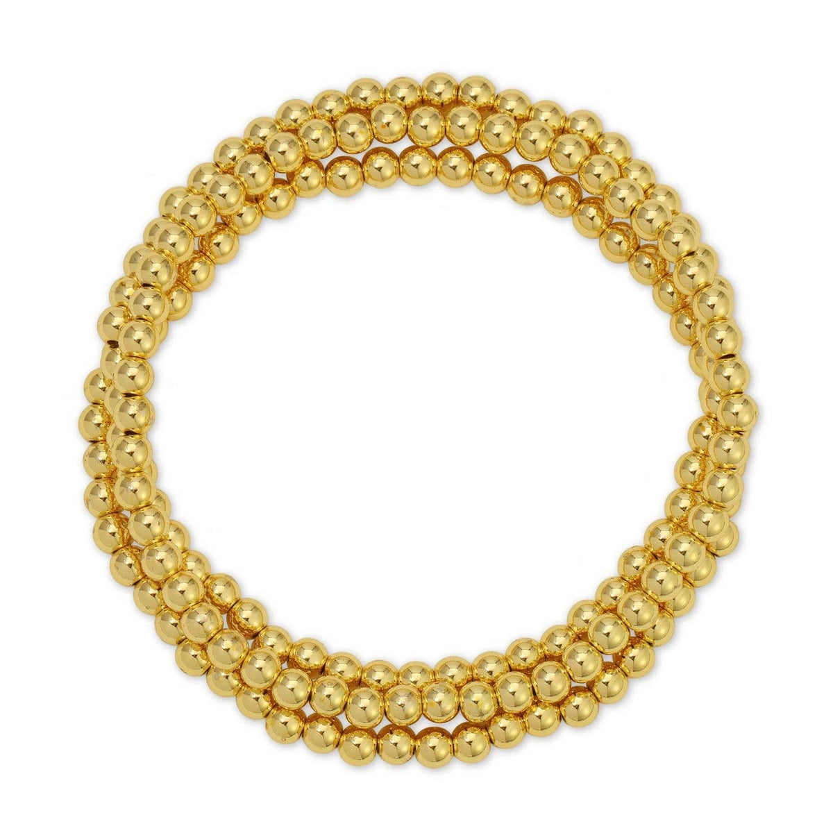 Classic Beaded Stretch Bracelets: Gold / 4mm