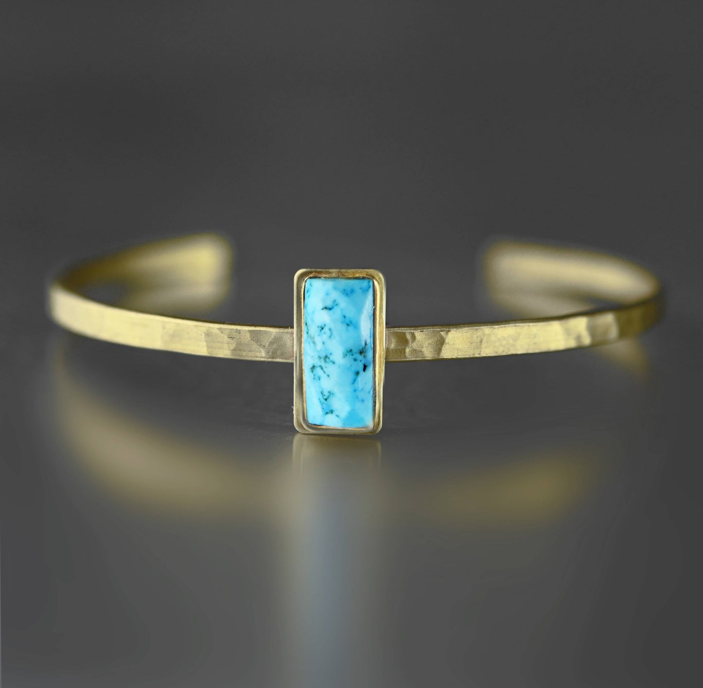 Thin Brass Cuff w/ Semi Precious Gemstone