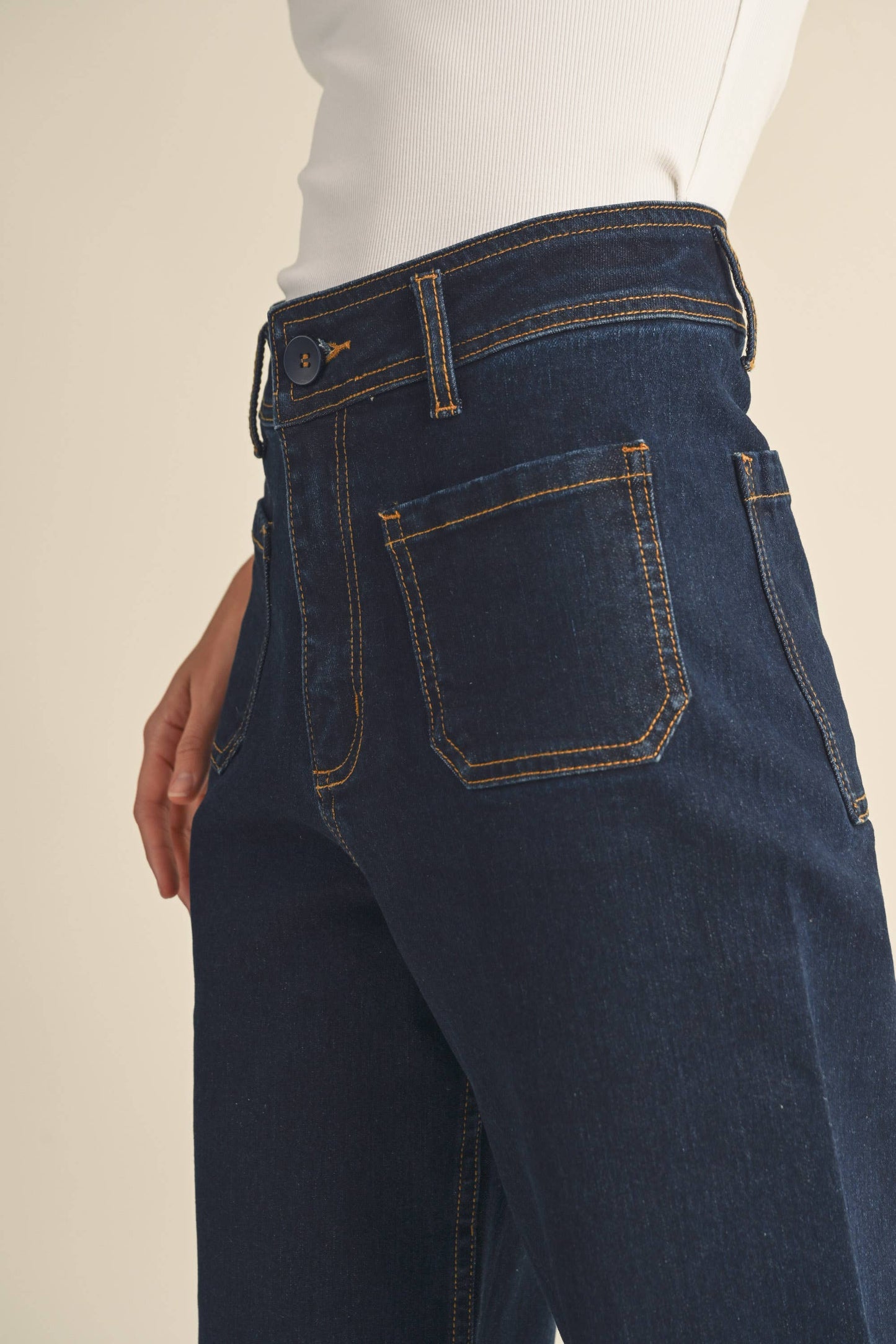 Sailor Stretched Indigo Denim with Front Pockets