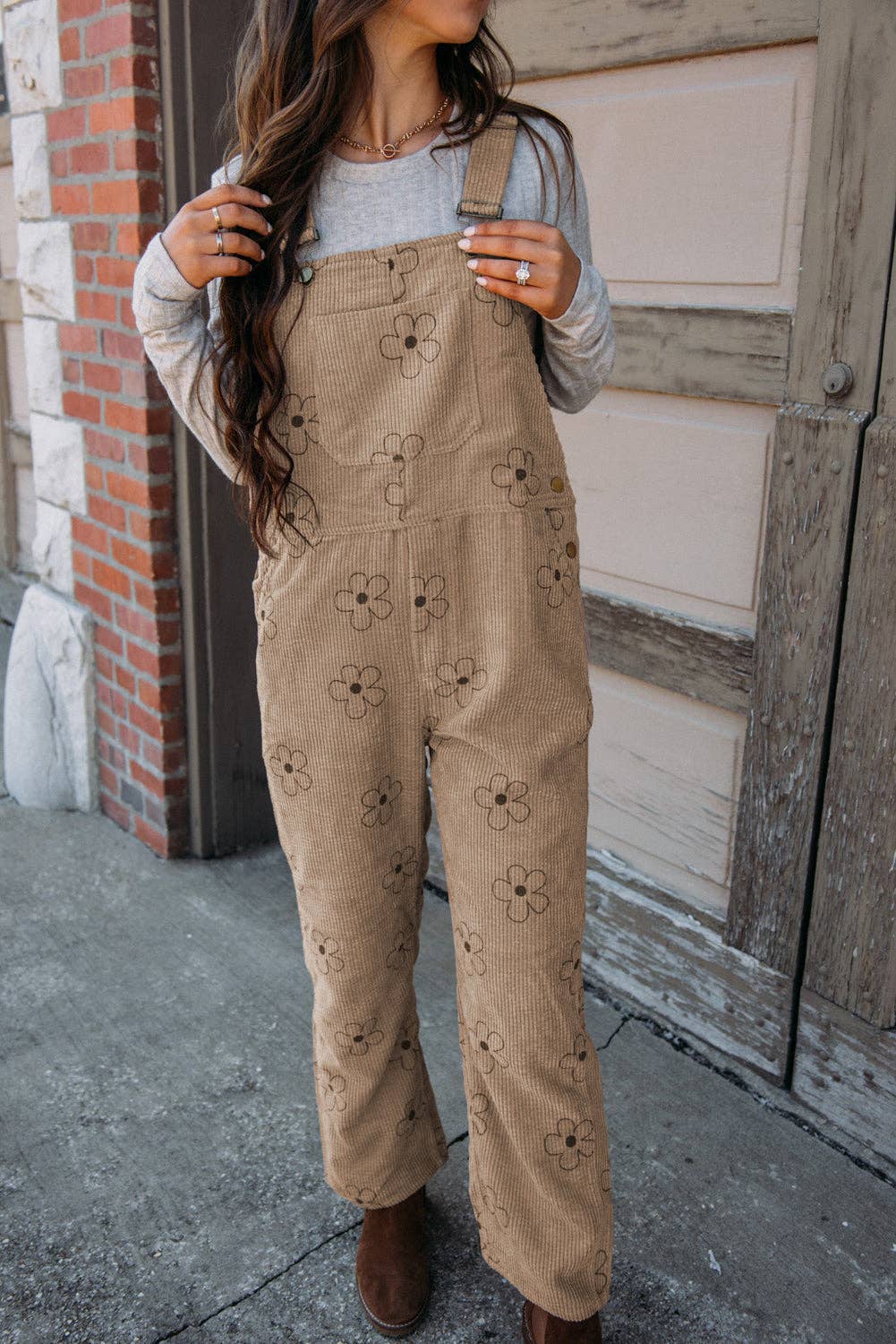 Phlo Floral Corduroy Pocketed Overalls