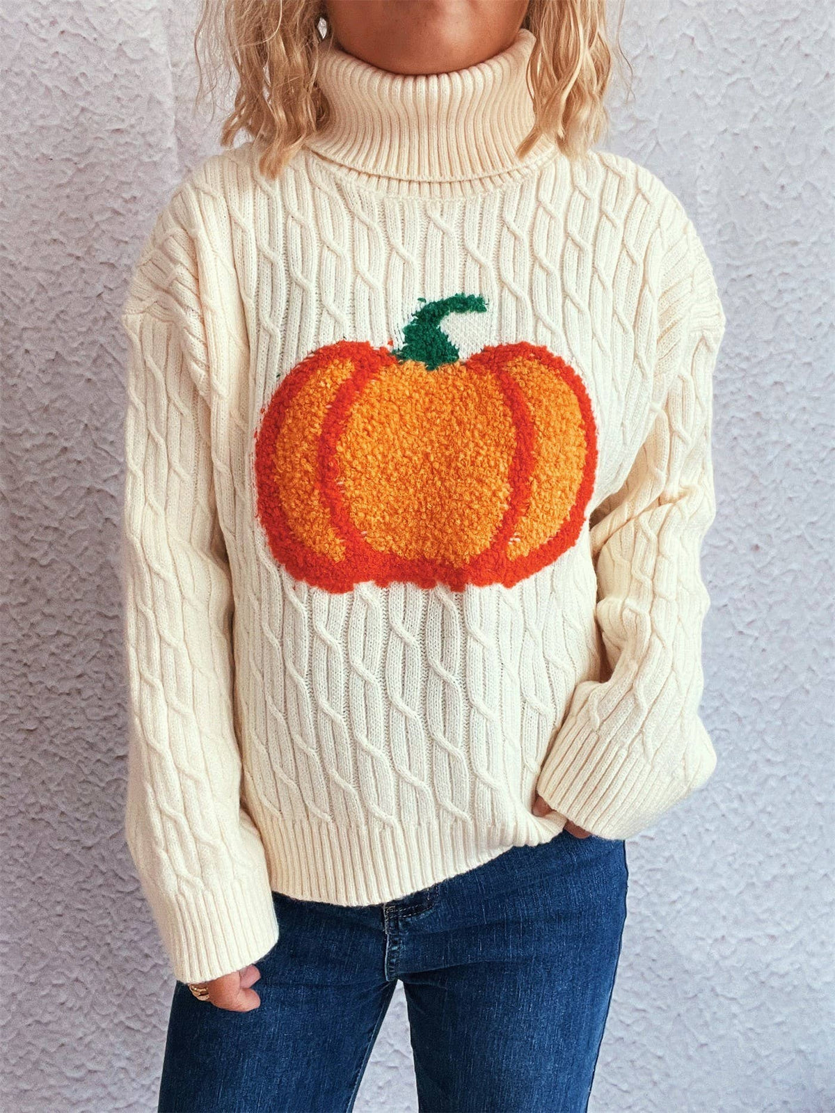 Turtleneck Pumpkin Knit Casual Fashion Sweater