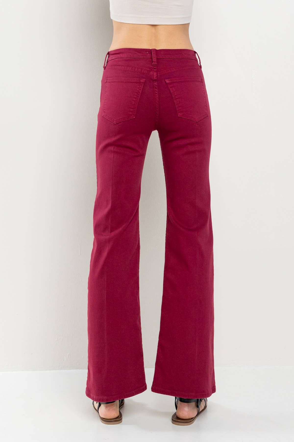 Patti High Rise Solid Slim Bootcut in Cabernet Jeans