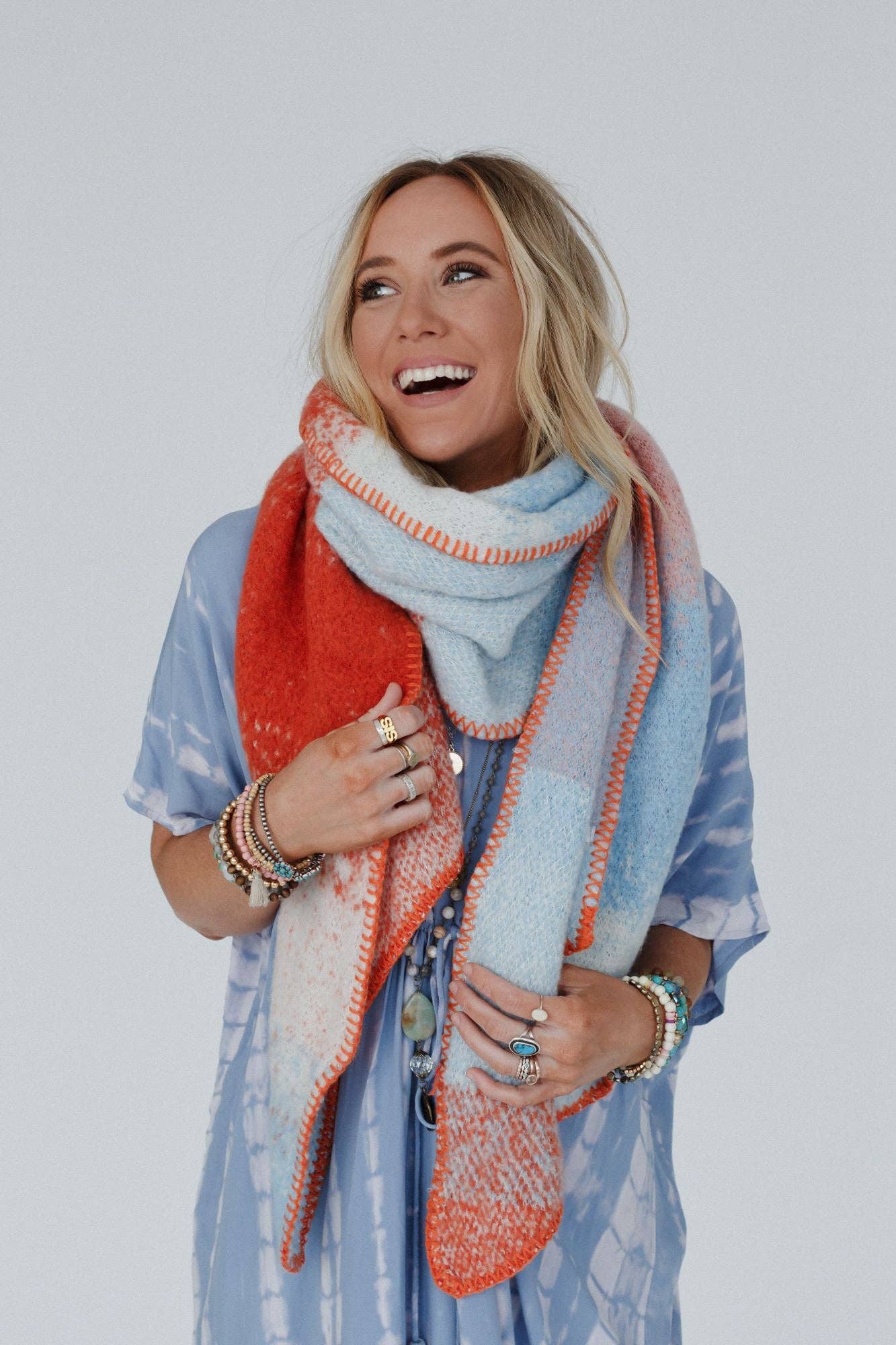 Autumn Days Multi Colored Scarf - Rust