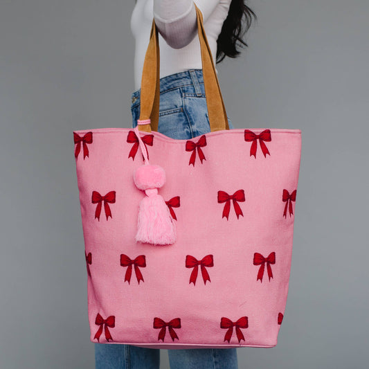 Pink & Red Bow Tote
