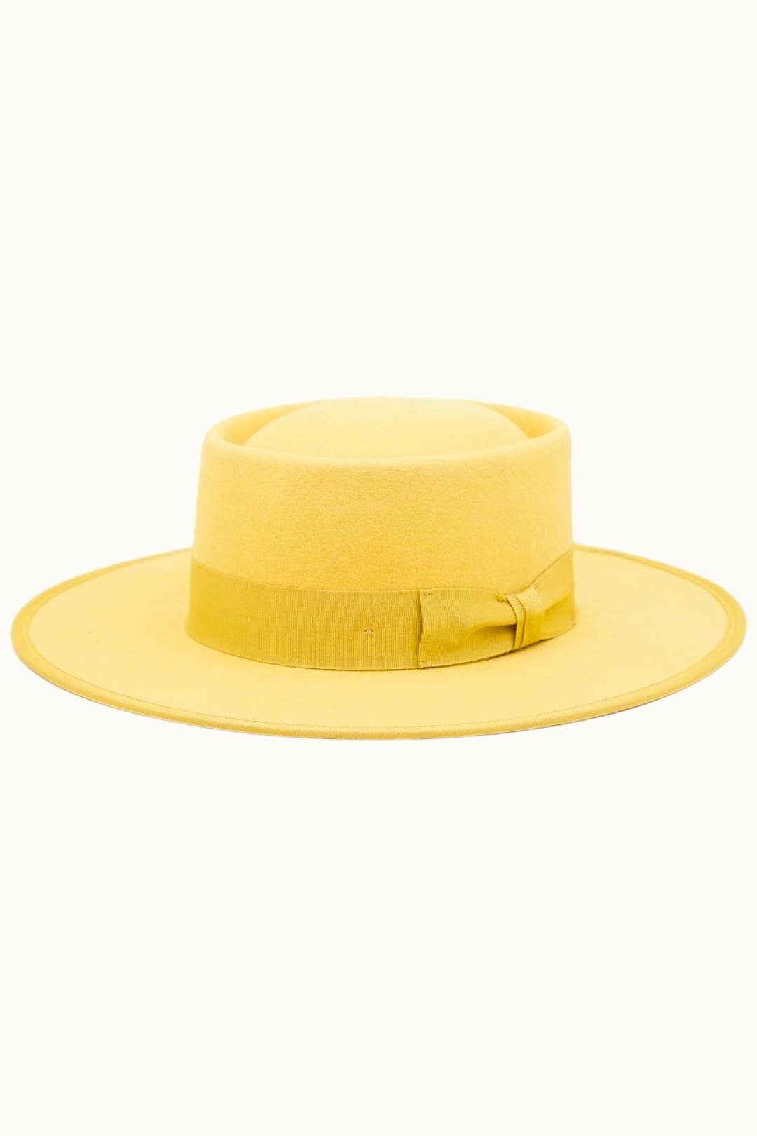 VIDE- 100% Wool Felt Gambler Hat, Unisex, Yellow