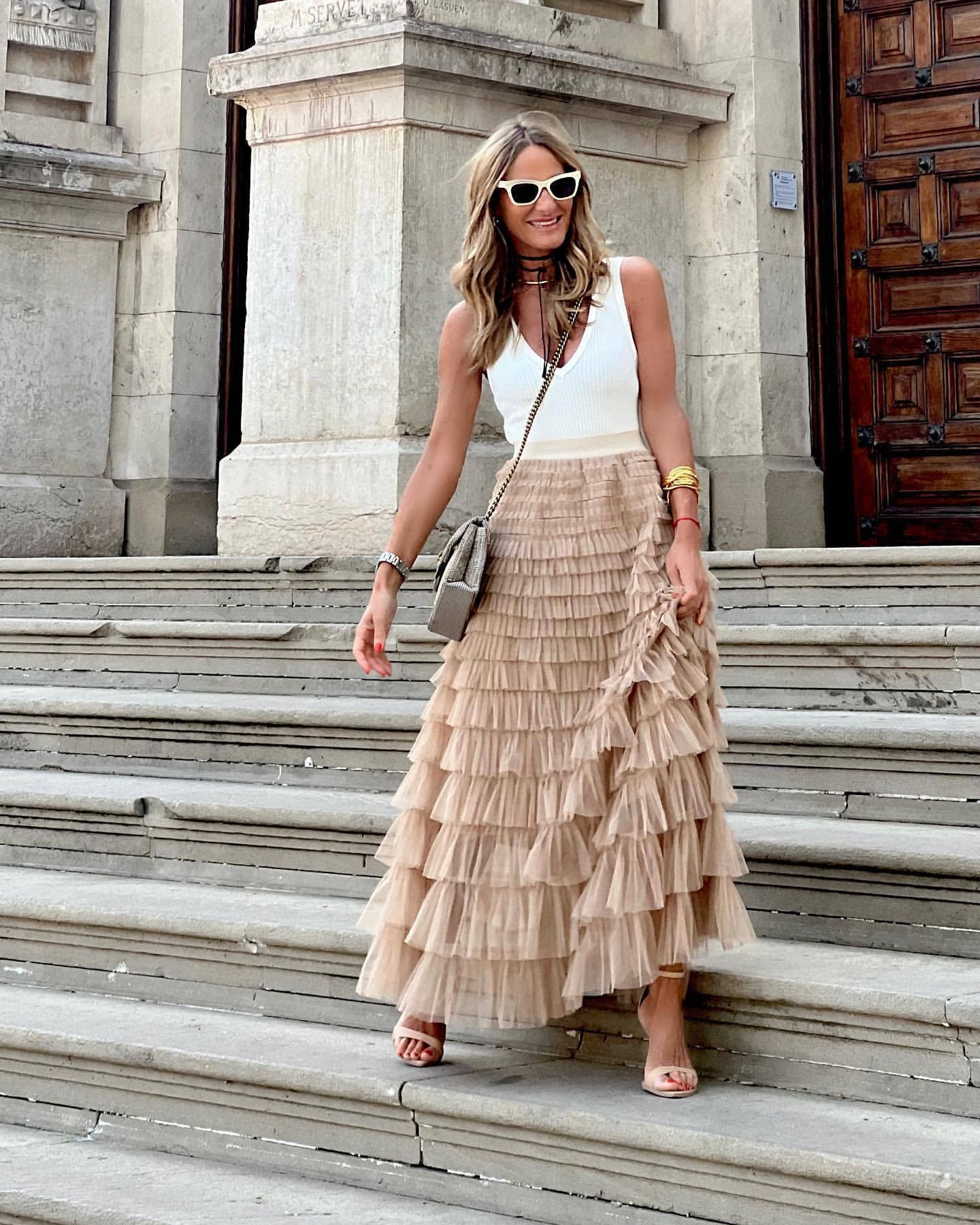 Mesh Tiered Skirt