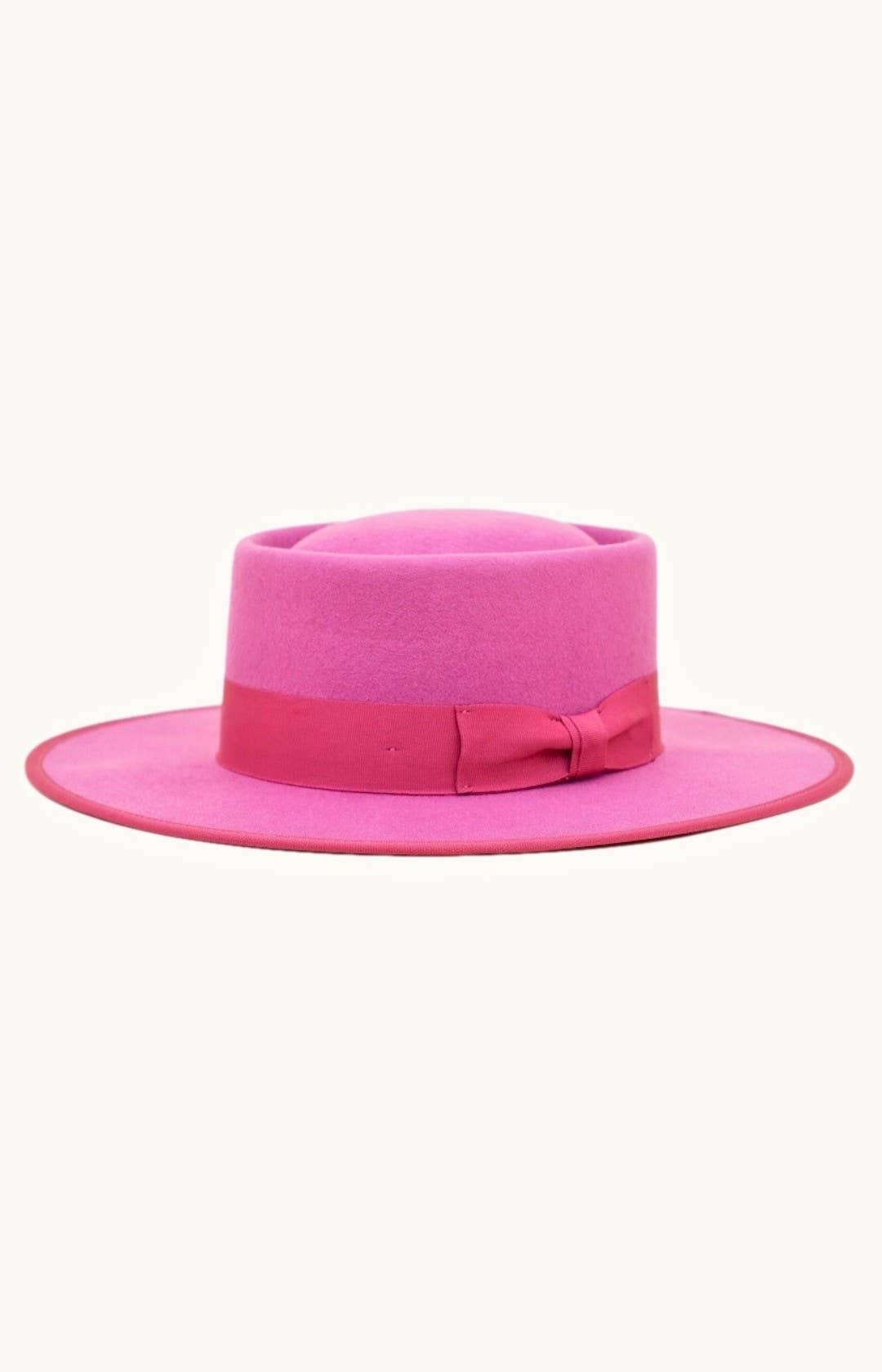 VIDA - 100% Wool Felt Gambler Hat, Unisex, hot pink