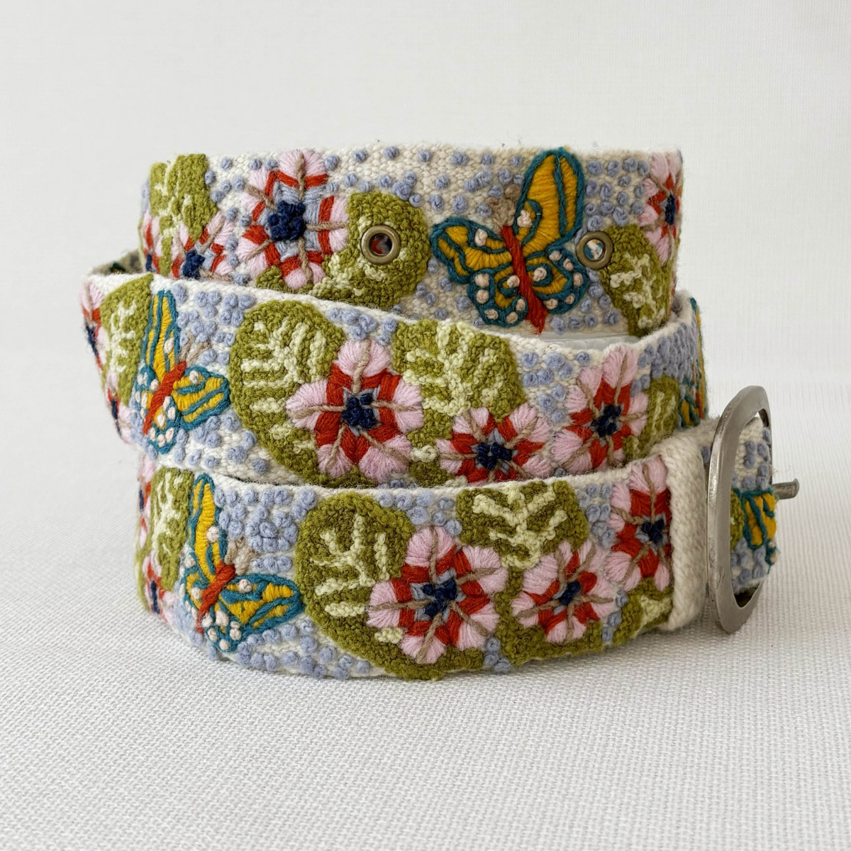 Mariposa Embroidered Wool Belt