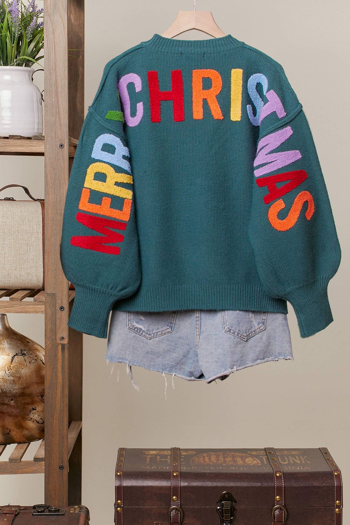 OVERSIZE Christmas Sweater with Lettering: Ivory-Multi / M