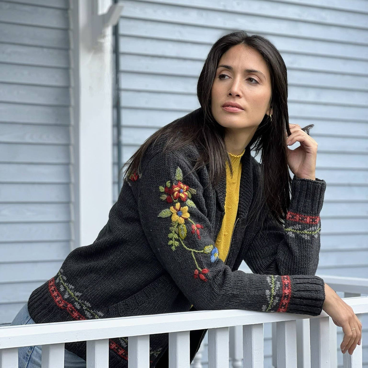 Hartley Sweater with Floral Antler