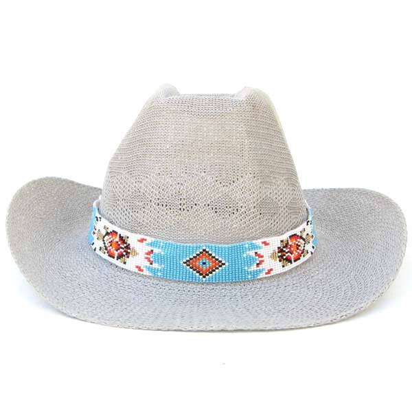 Handmade Beaded Cyan Blue Turtle Cowboy Hat Band Waist Belt - Trendy Hat Accessory