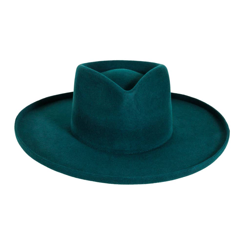 Wool Felt Teardrop Fedora Curled Brim Hat - Style Rustler