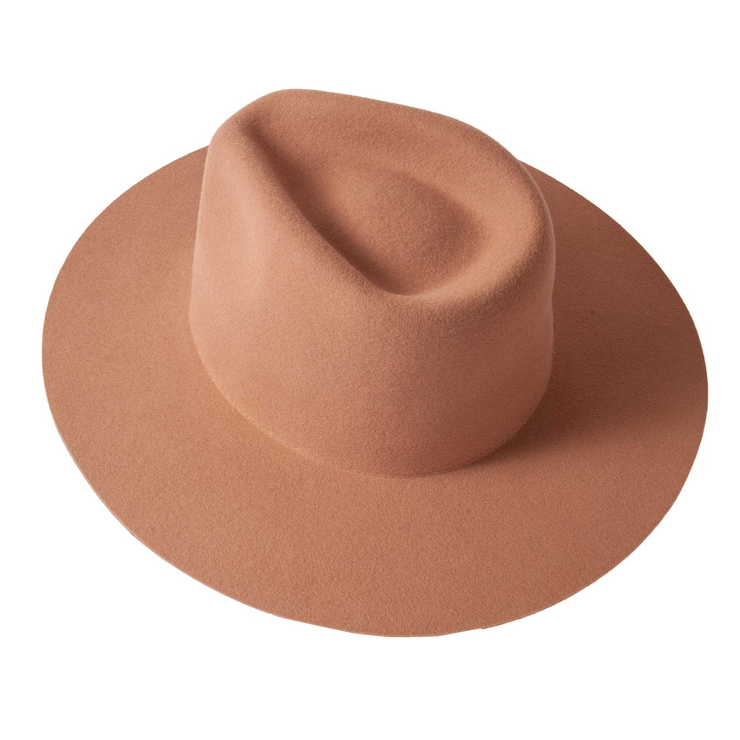 100% Wool Felt Flat Brim Fedora Hat - Style Rancher