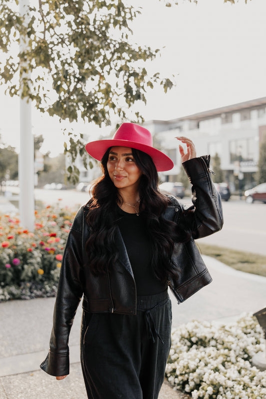 100% Wool Felt Flat Brim Fedora Hat - Style Rancher