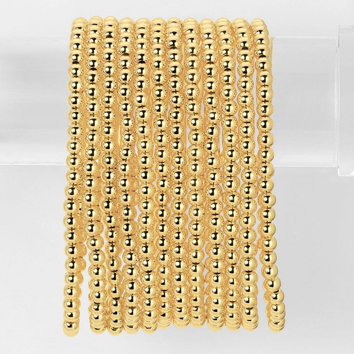Classic Beaded Stretch Bracelets: Gold / 4mm