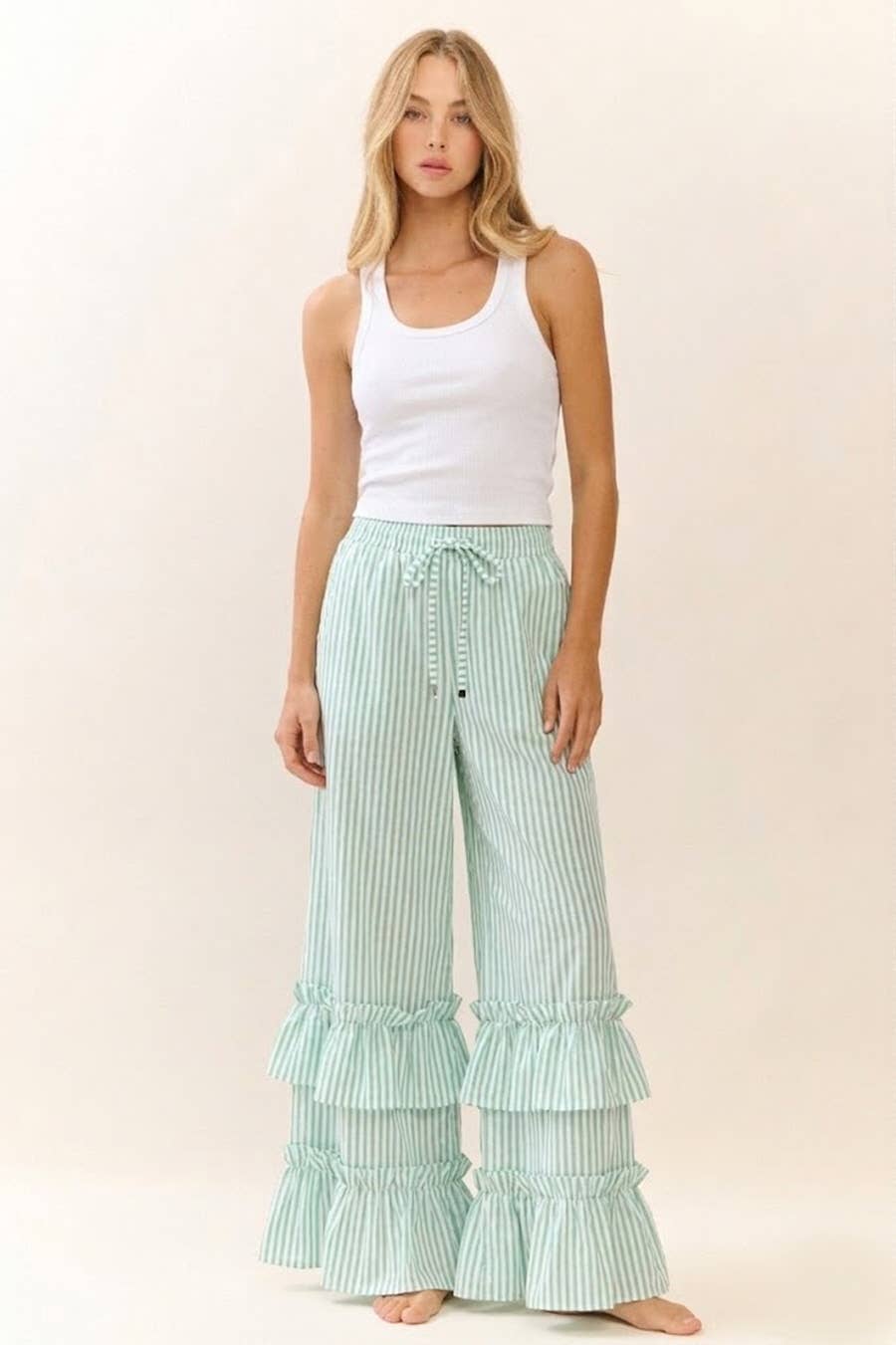 Striped Pull-on Maxi Pants