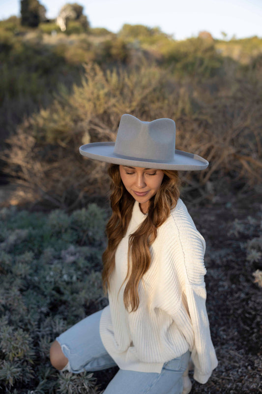 Wool Felt Teardrop Fedora Curled Brim Hat - Style Rustler