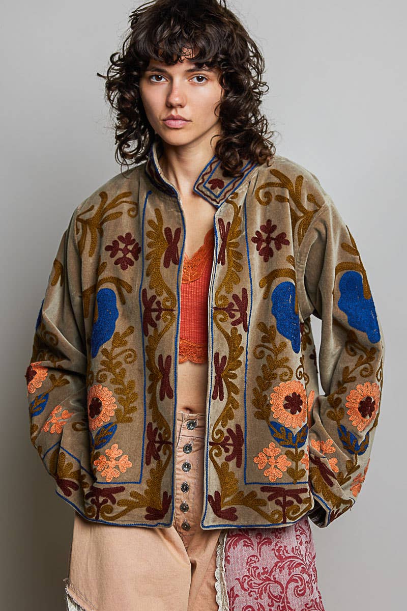 Embroidered Velvet Jacket