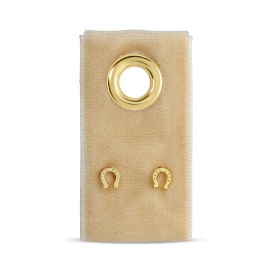Minimalist Horseshoe Studs on Velvet Tag