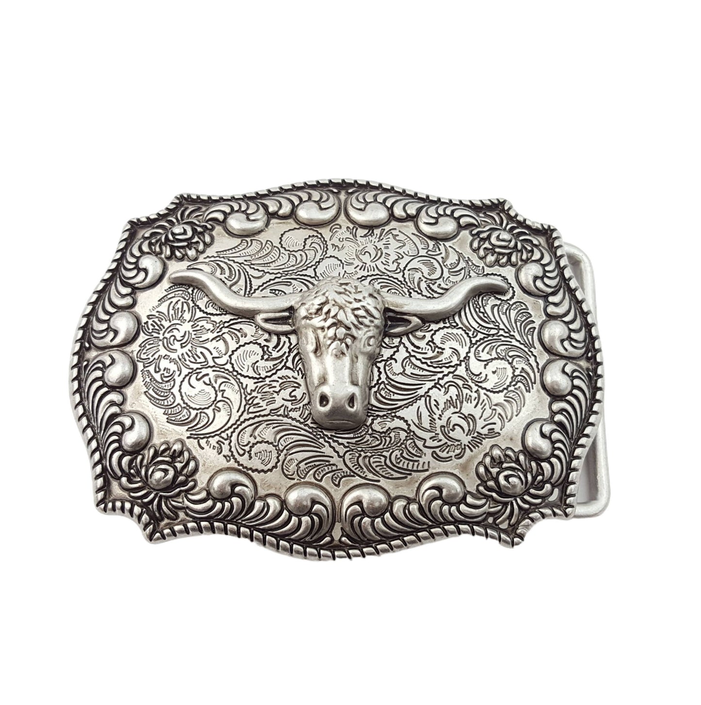 Judd Western Antique Silver Long Horn Buckle