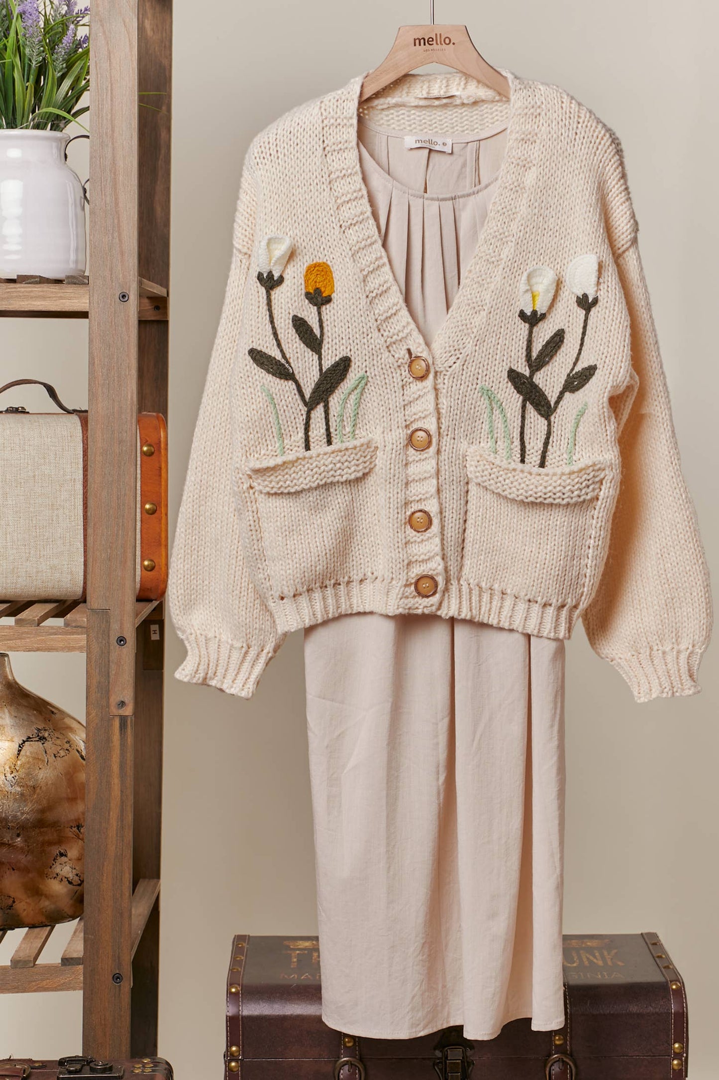 Felicity Flower Embroidered Knit Cardigan