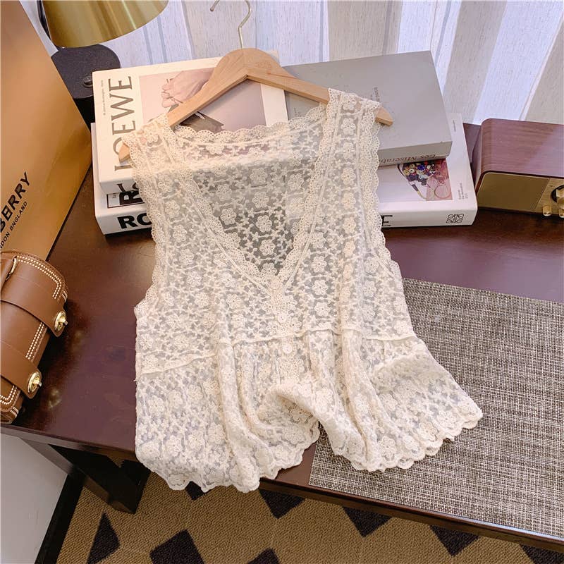 Sally Embroidered Lace Vest