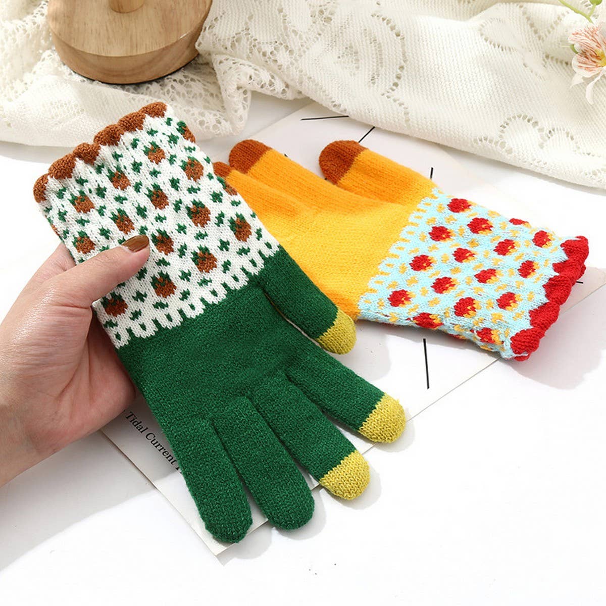 Mix-Match Knit Gloves