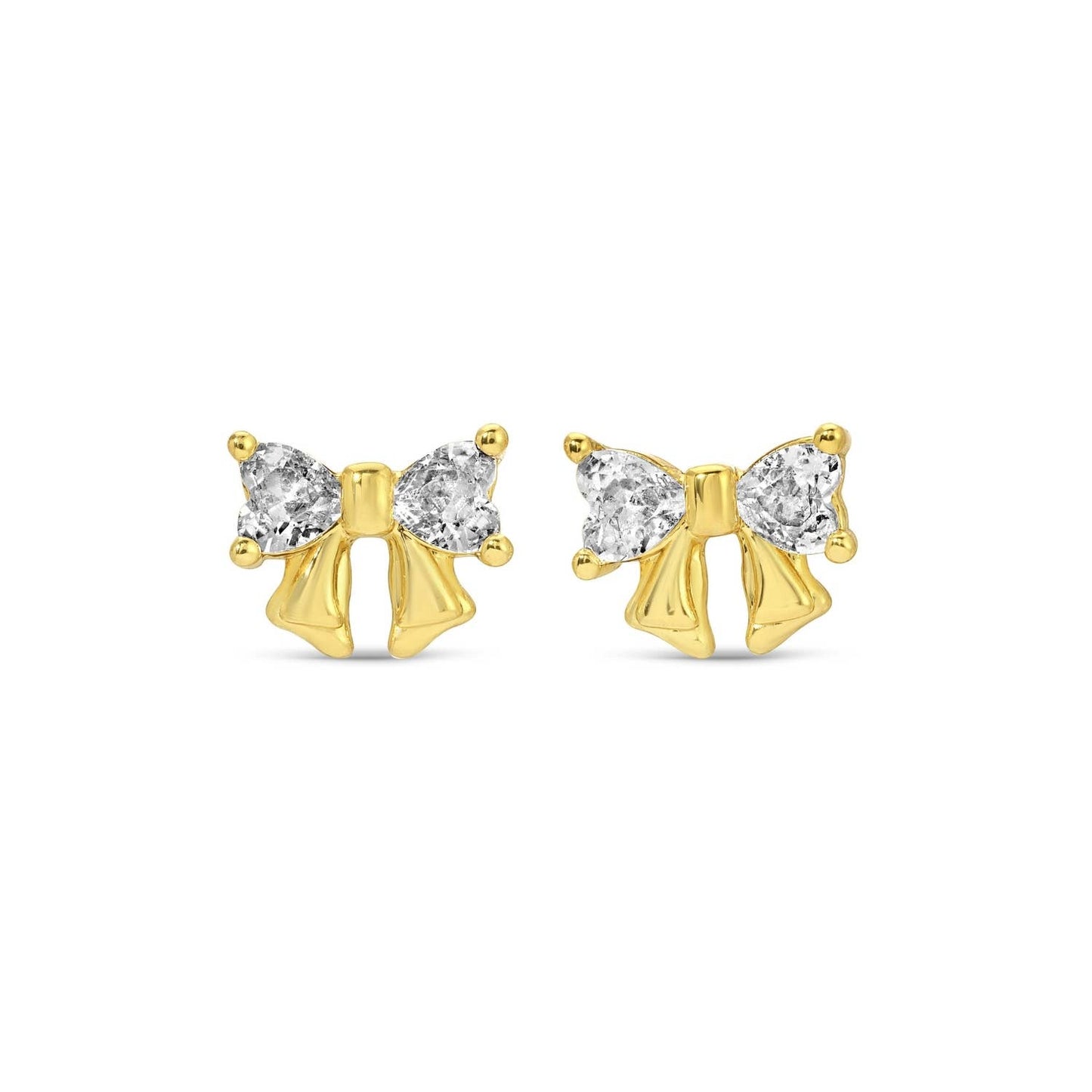 CZ Bow Studs On Velvet Gift Tag