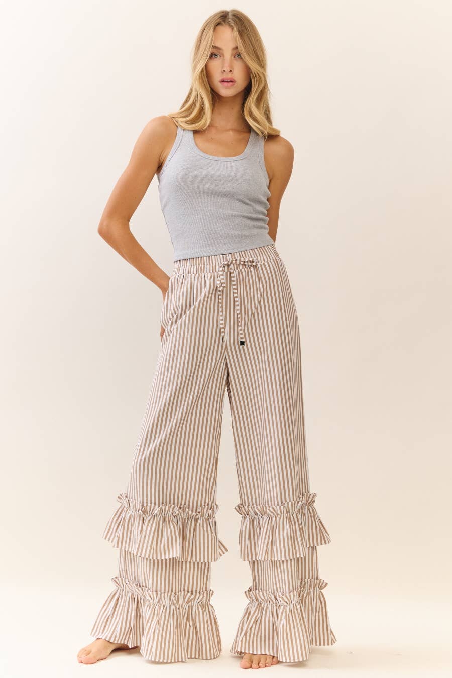 Striped Pull-on Maxi Pants