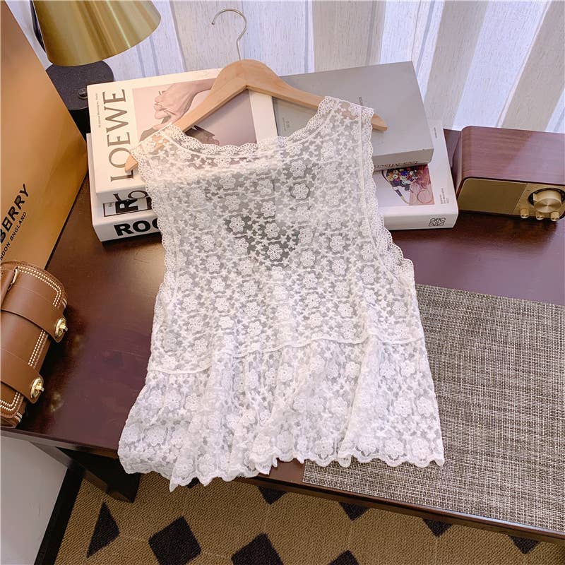 Sally Embroidered Lace Vest
