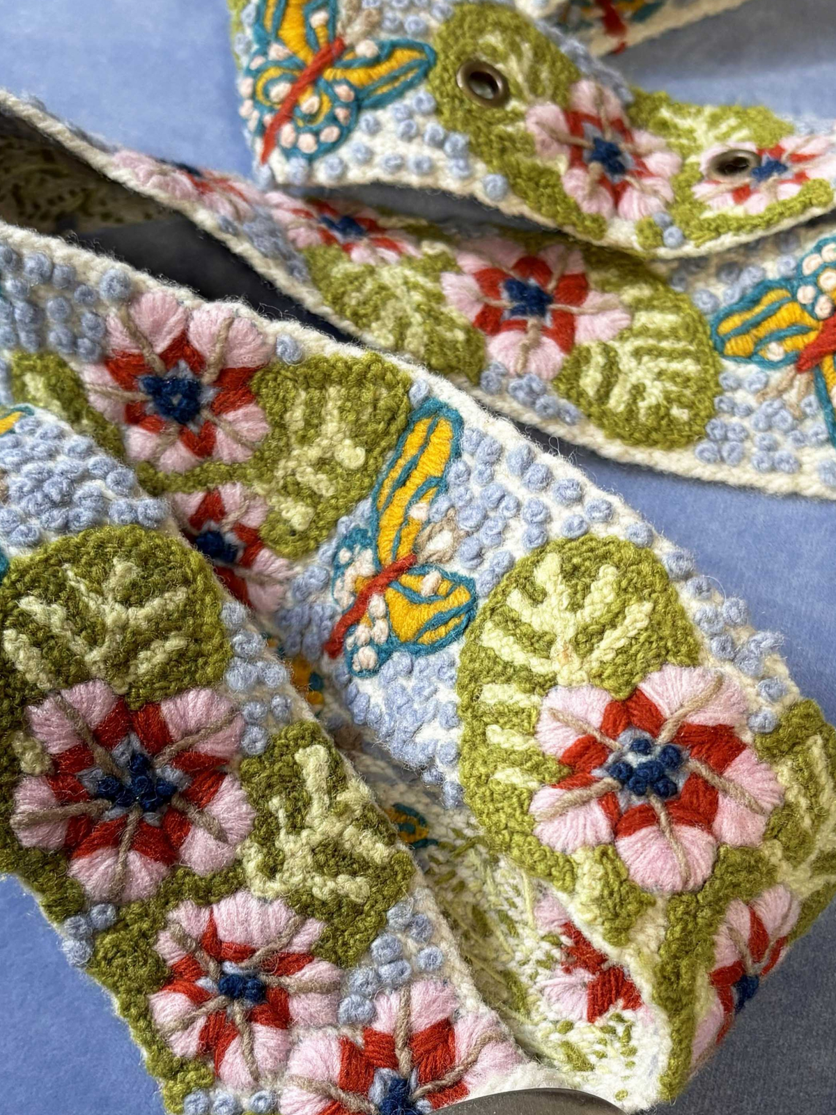 Mariposa Embroidered Wool Belt