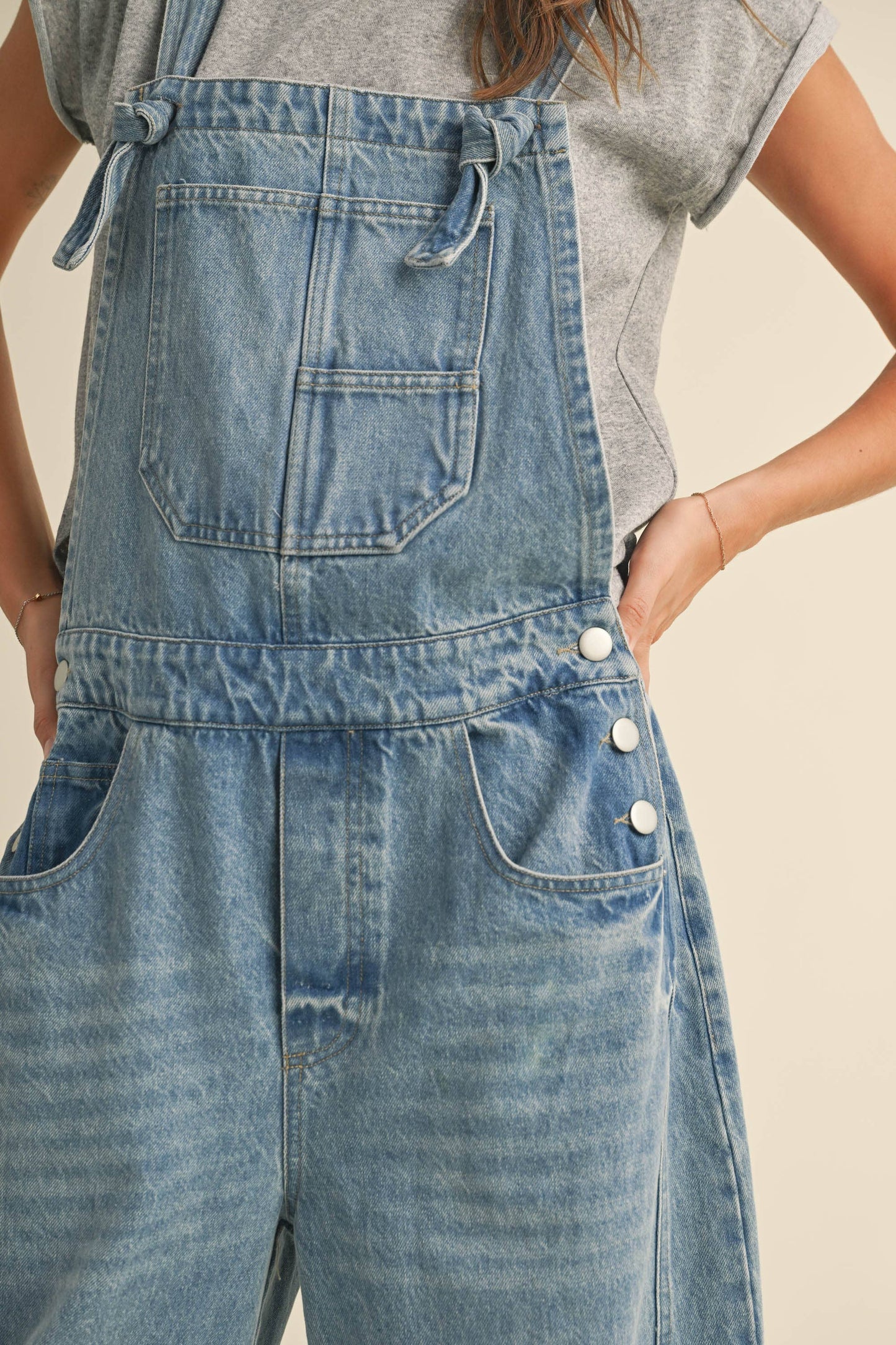 Charlene Barrel Denim Overalls