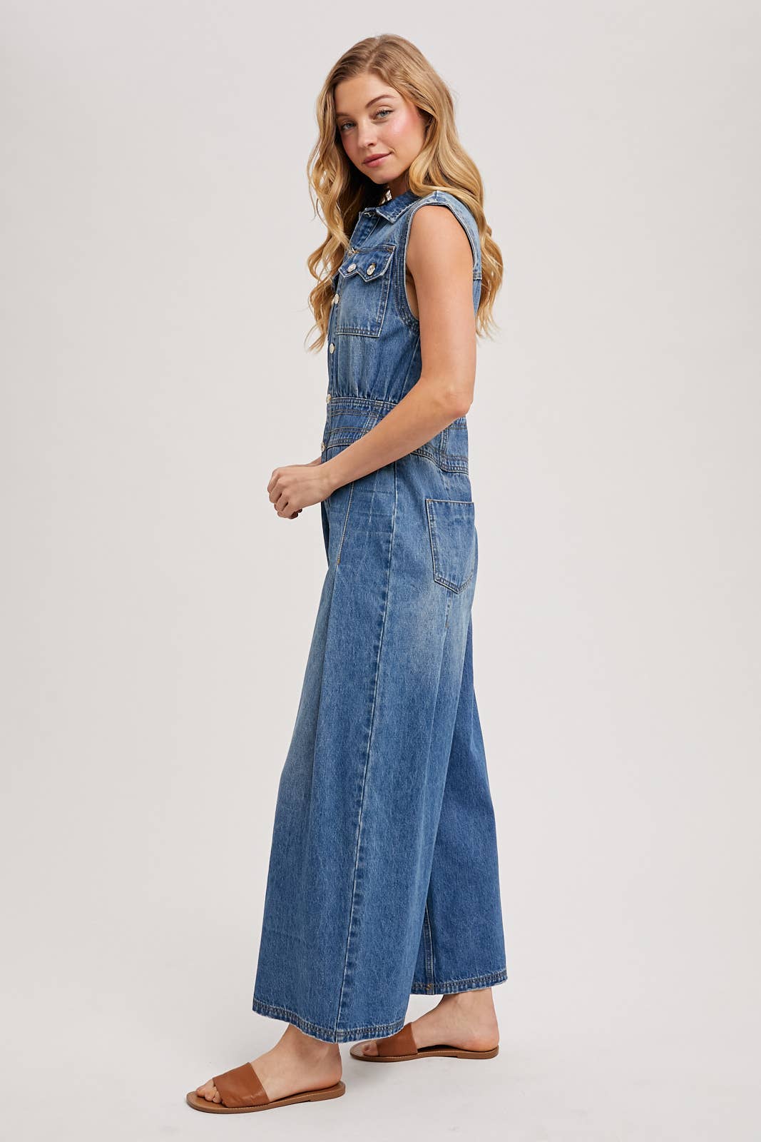FINN DENIM SLEEVELESS JUMPSUIT